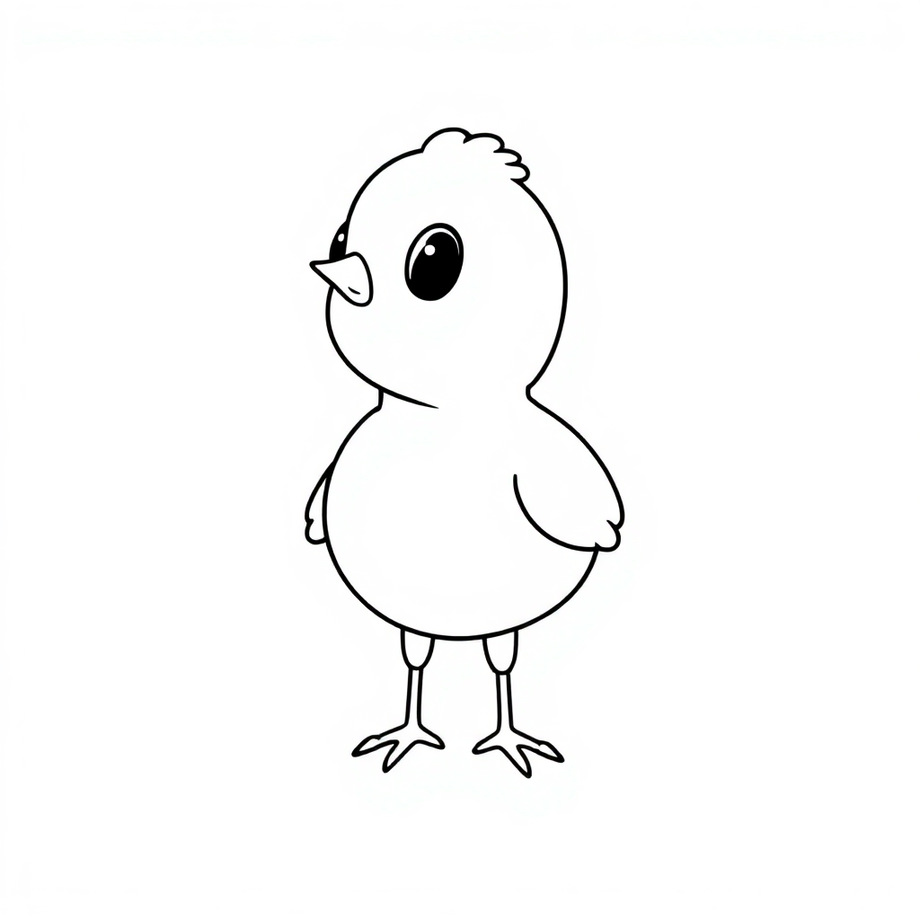 Cartoon Spring Chick Coloring Page