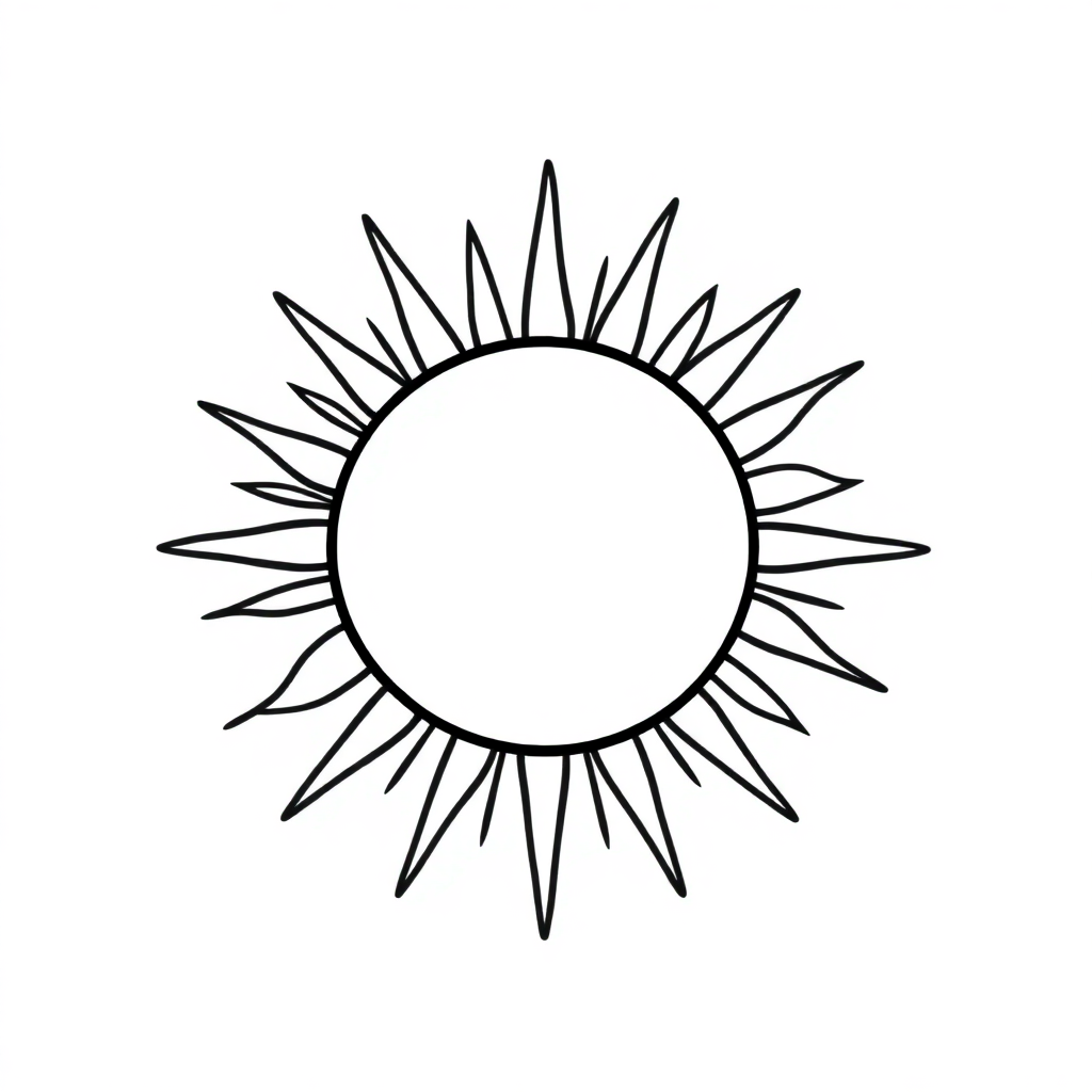 Cartoon Sun With Rays Coloring Page