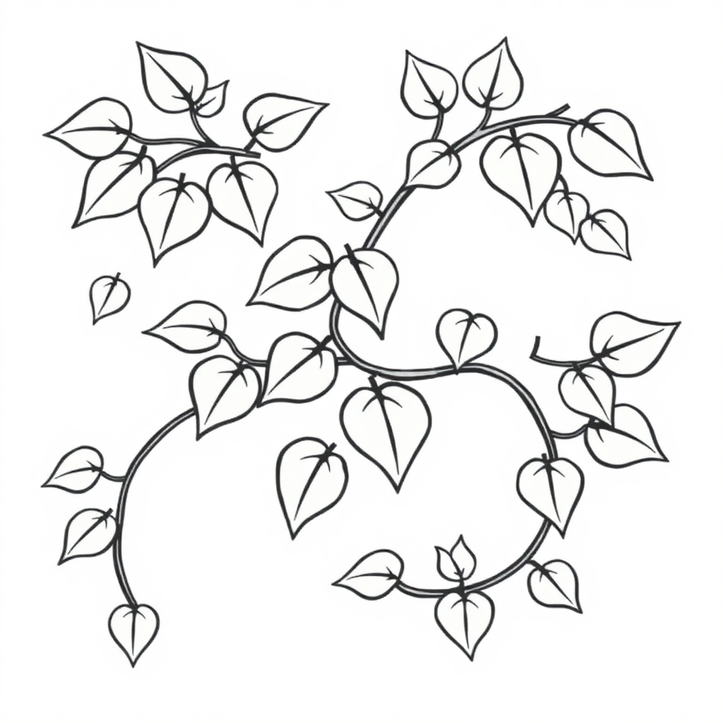Cartoon Vine With Leaves Coloring Page