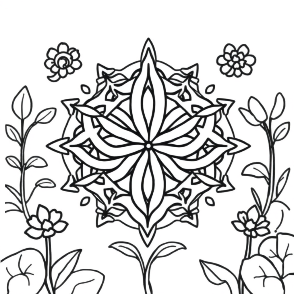 Celtic Knot Mandala In Garden Coloring Page