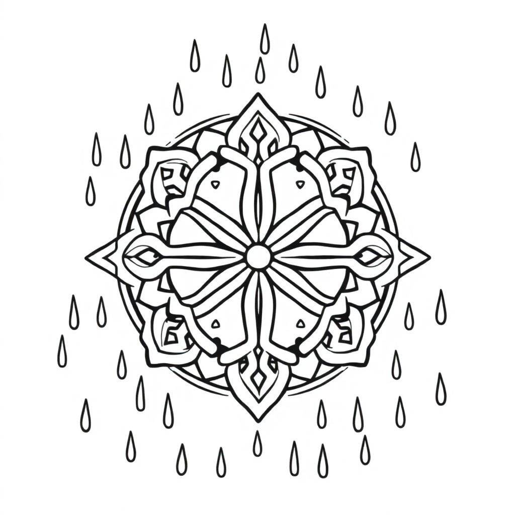 Celtic Knot Mandala In Rain Coloring Page