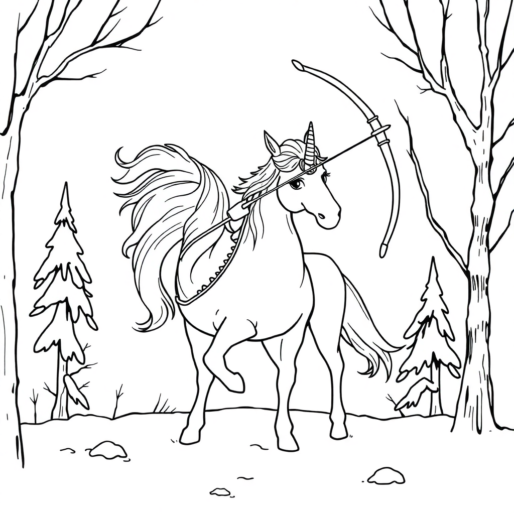 Centaur Archer In Winter Coloring Page