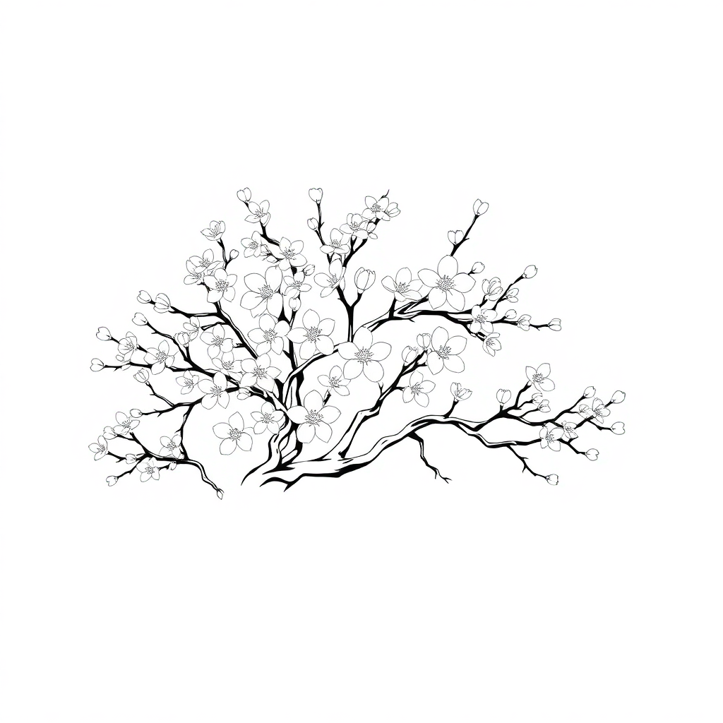 Cherry Blossom Tree In Winter Coloring Page