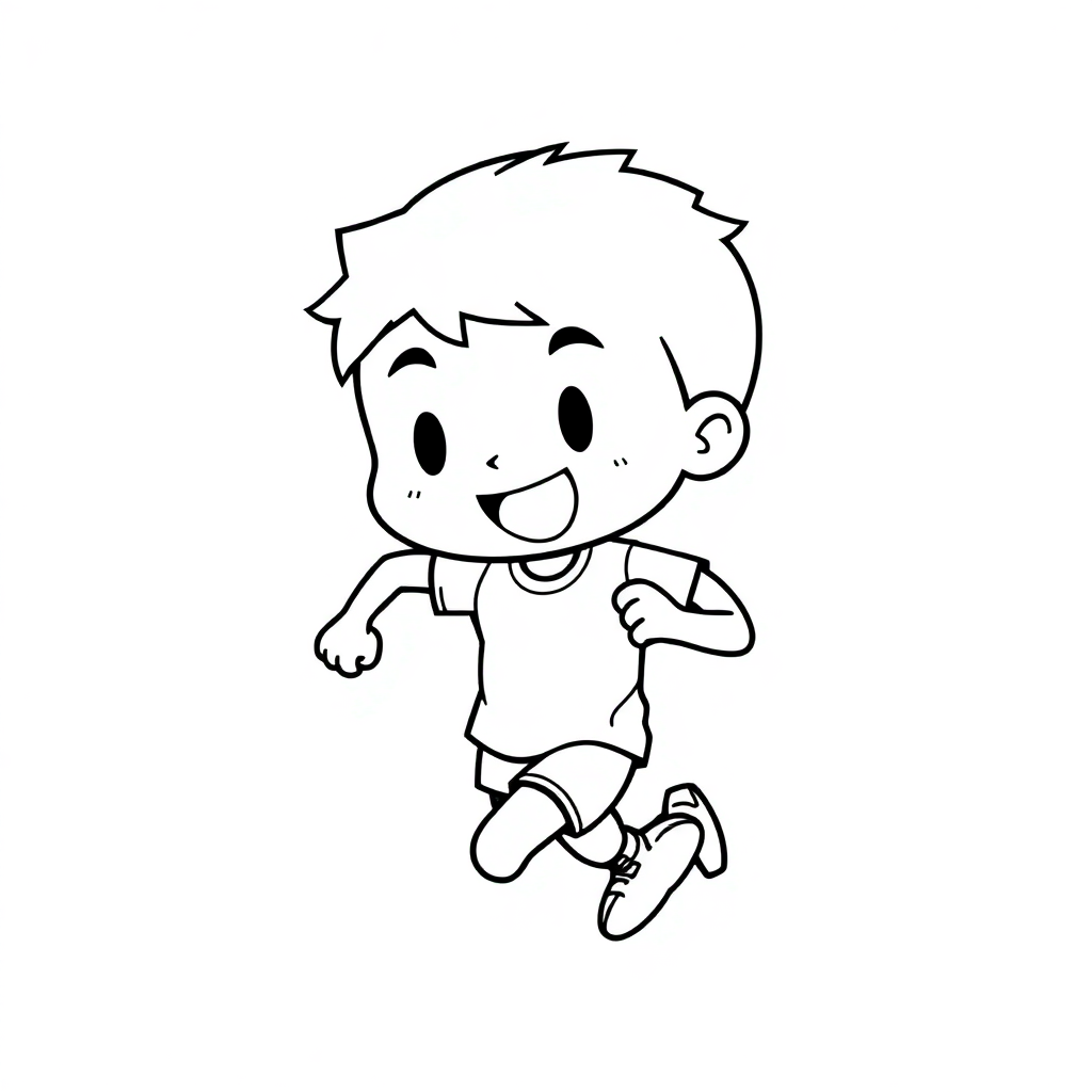 Chibi Athlete Running Coloring Page