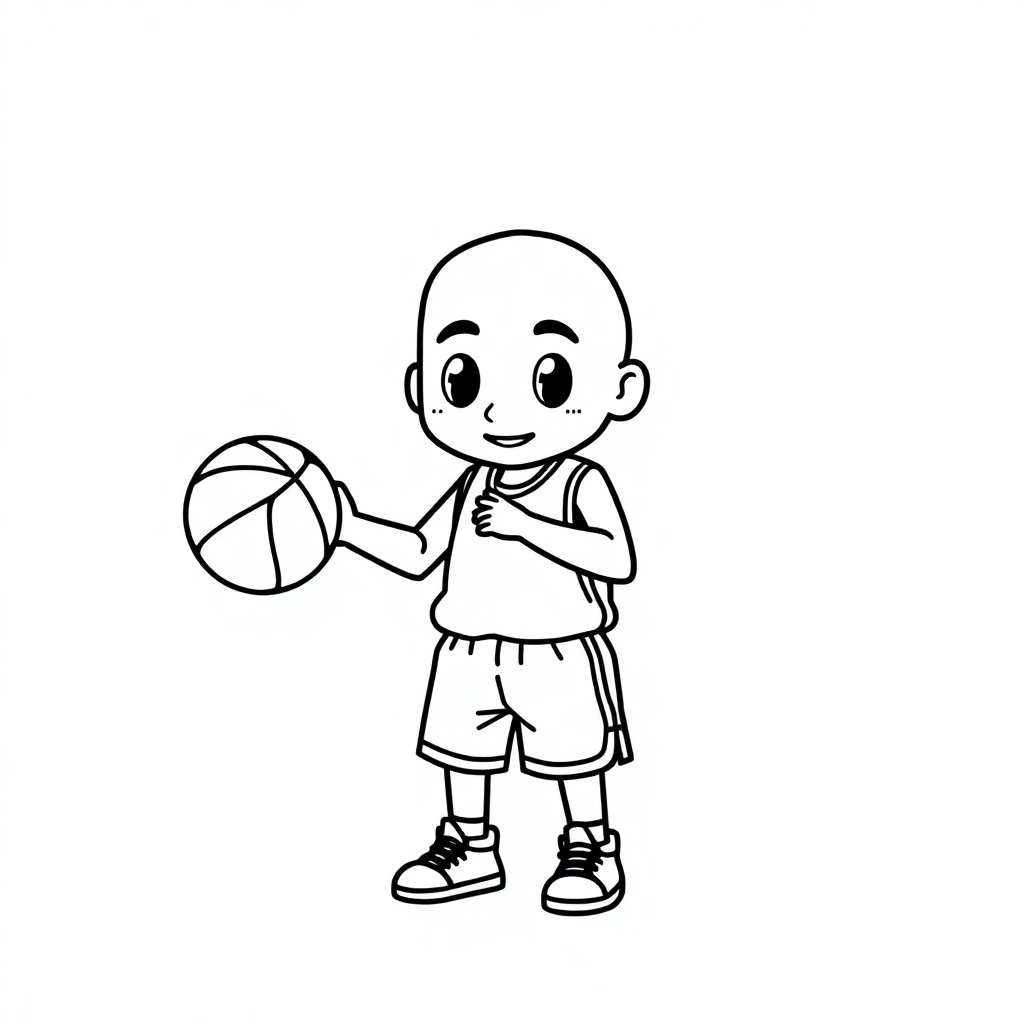 Chibi Basketball Player Coloring Page