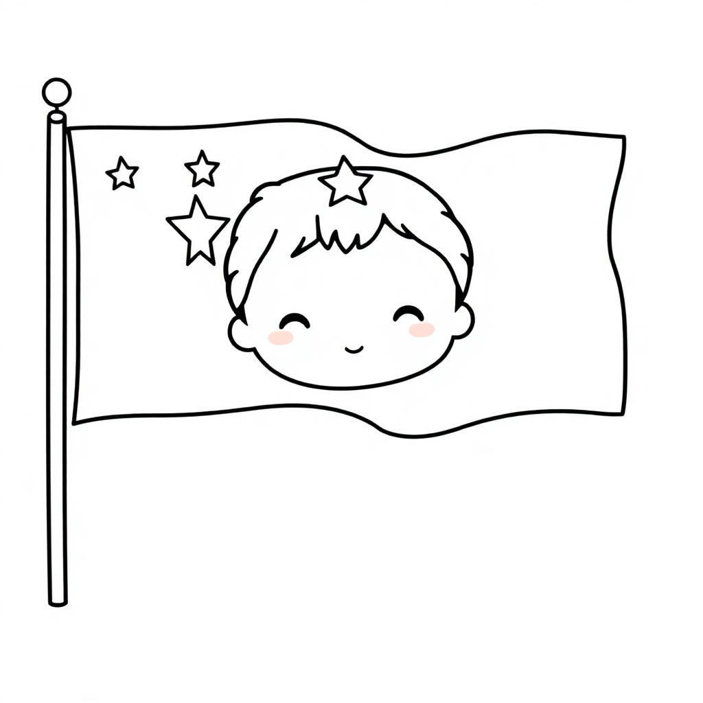 Chibi Fourth Of July Flag Coloring Page