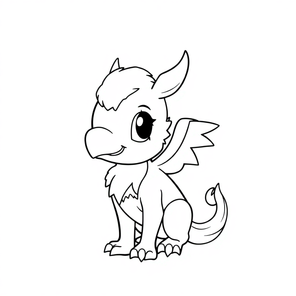 Chibi Griffin Creature Coloring Page