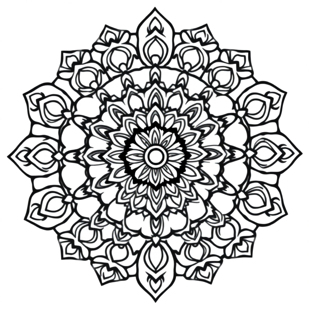 Chibi Indian Style Mandala Coloring Page