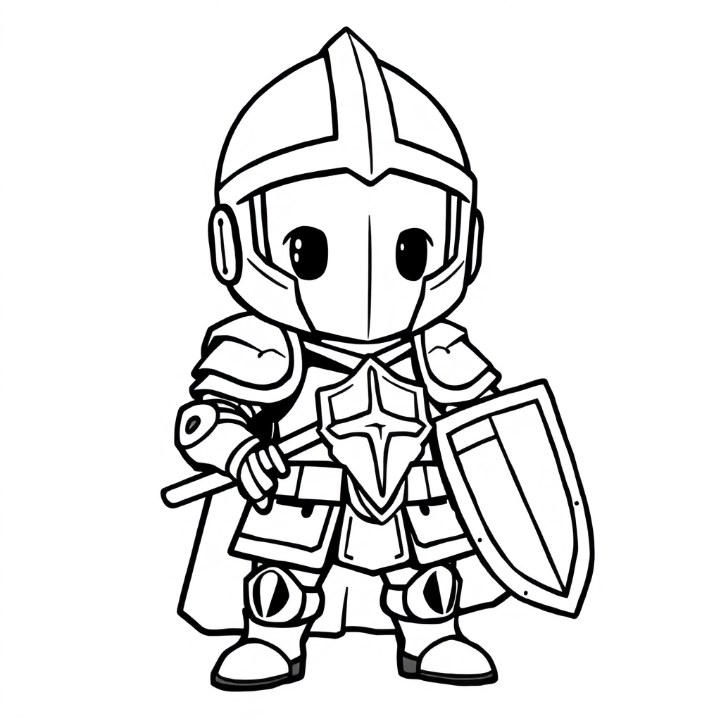Chibi Knight In Armor Coloring Page