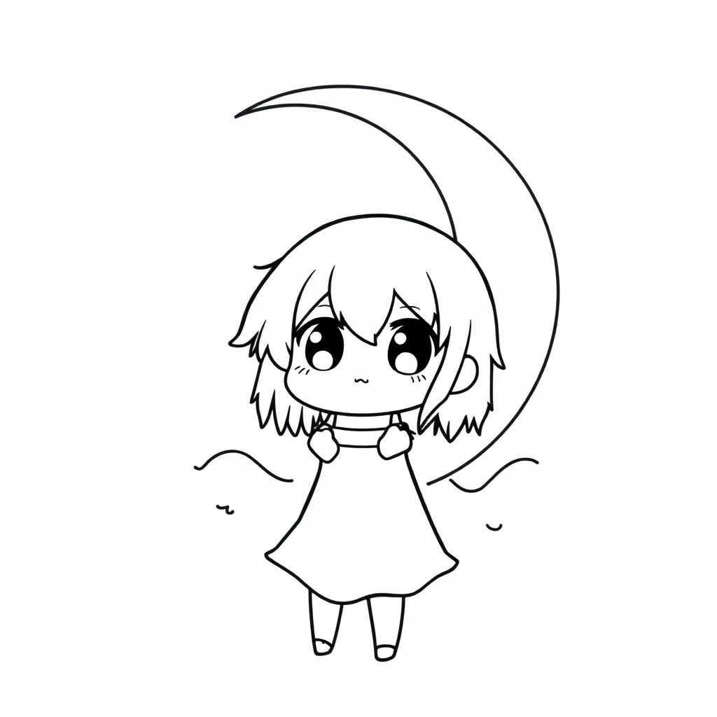 Chibi Lunar Eclipse Coloring Page