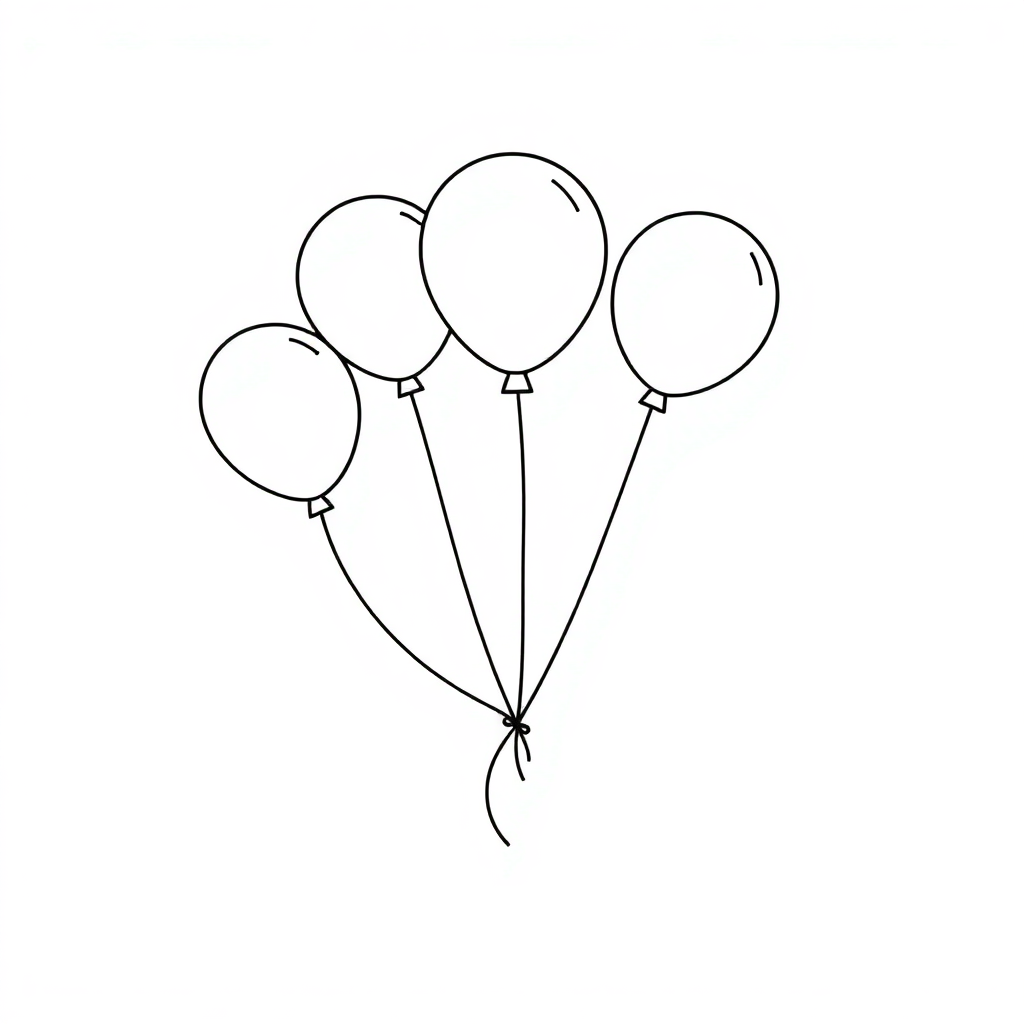 Chibi Party Balloons Coloring Page