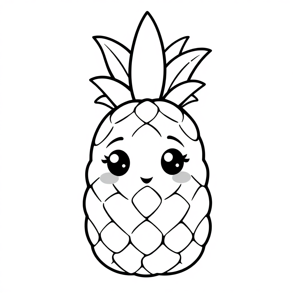 Chibi Pineapple Coloring Page