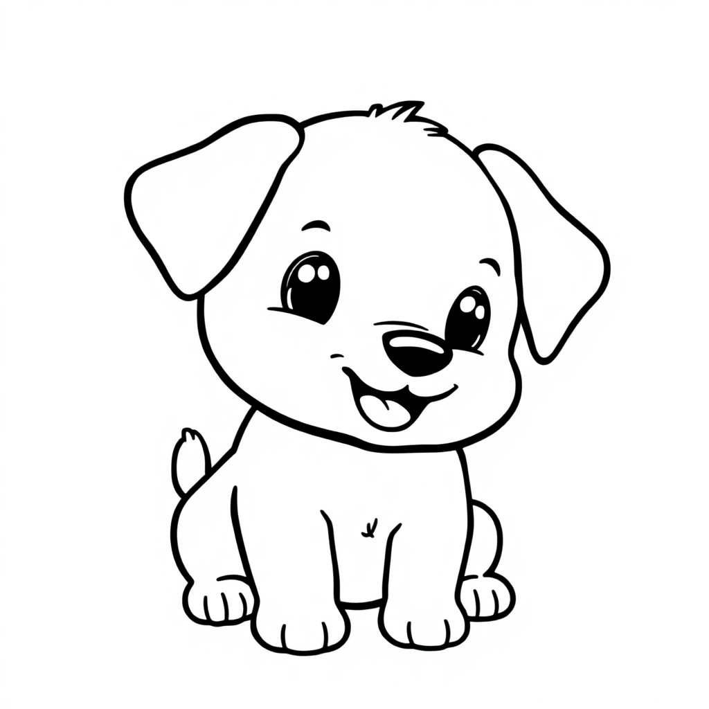 Chibi Playful Puppy Coloring Page