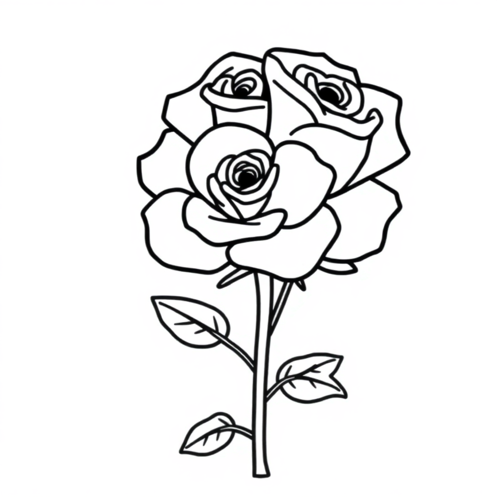 Chibi Rose Bouquet Coloring Page