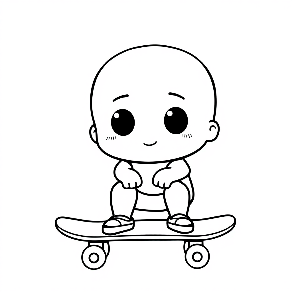 Chibi Skateboard Coloring Page