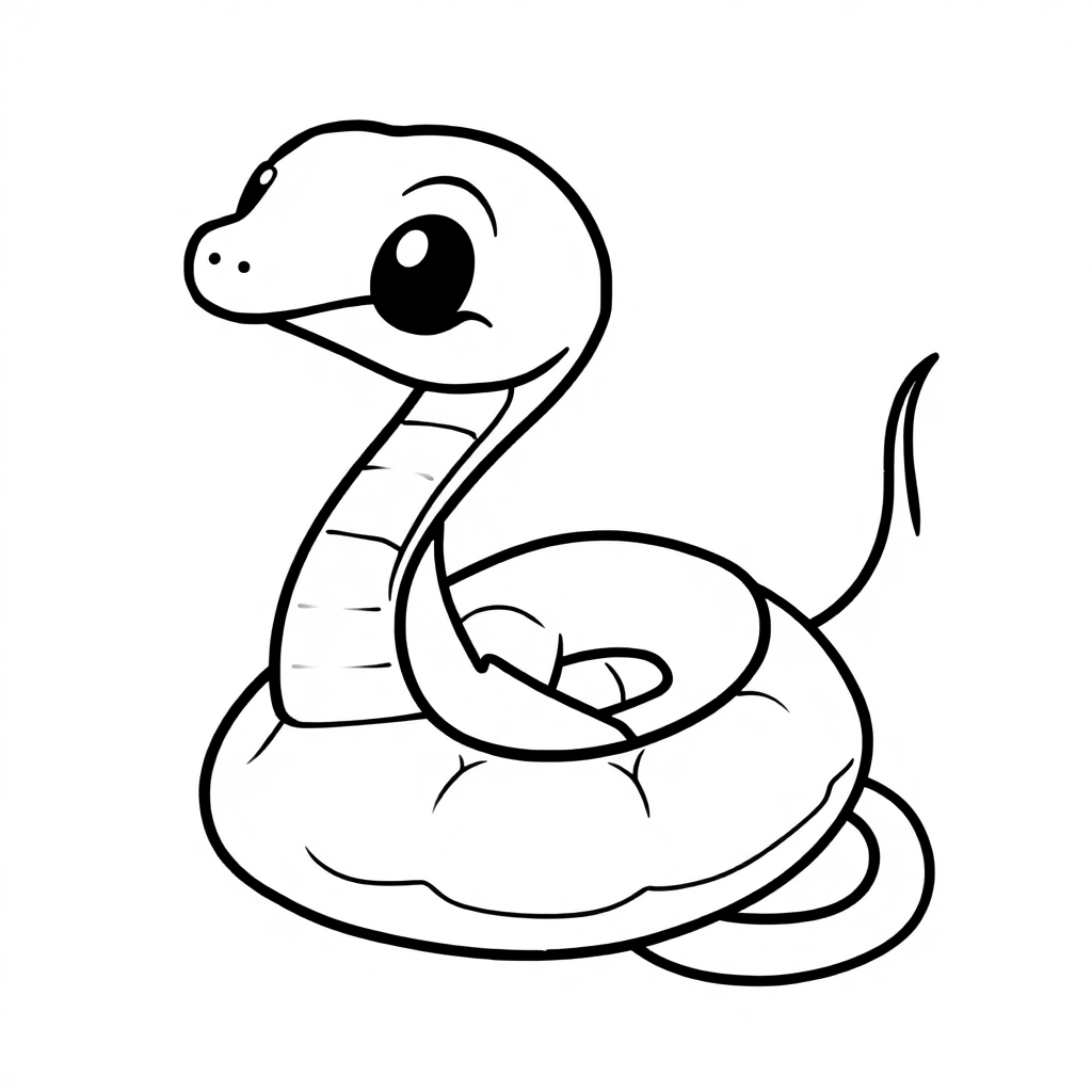 Chibi Snake Coiled Coloring Page
