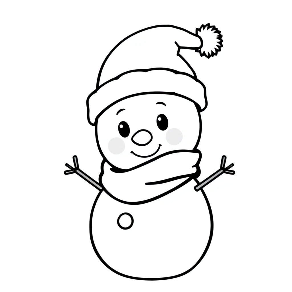 Chibi Snowman With Hat Coloring Page