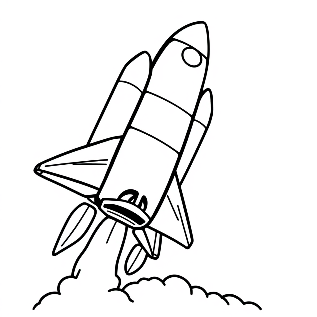 Chibi Space Shuttle Launch Coloring Page
