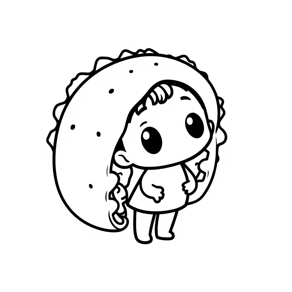 Chibi Taco Coloring Page