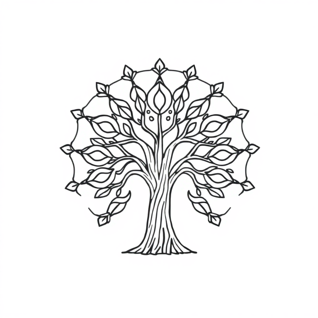 Chibi Tree Of Life Mandala Coloring Page