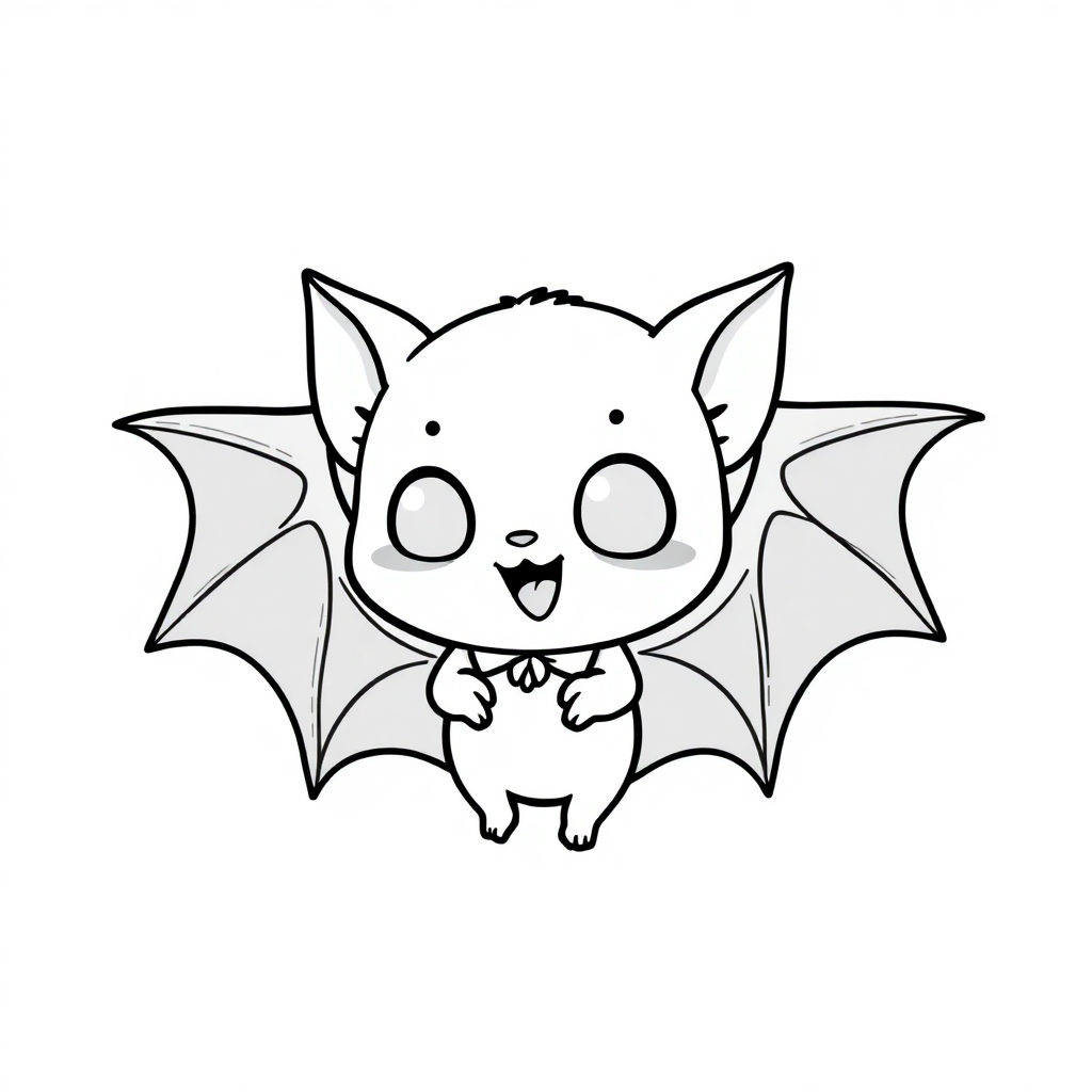 Chibi Vampire Bat Coloring Page