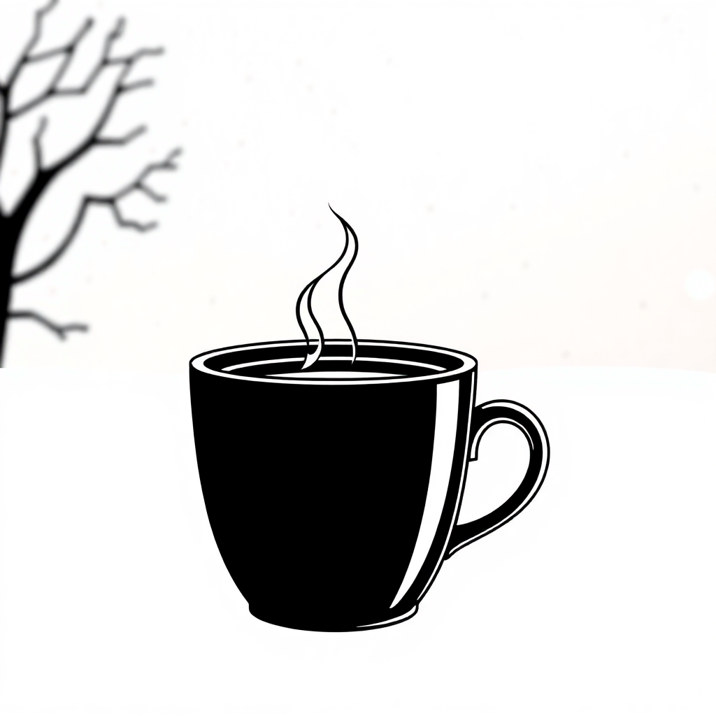 Coffee Cup At Night Coloring Page