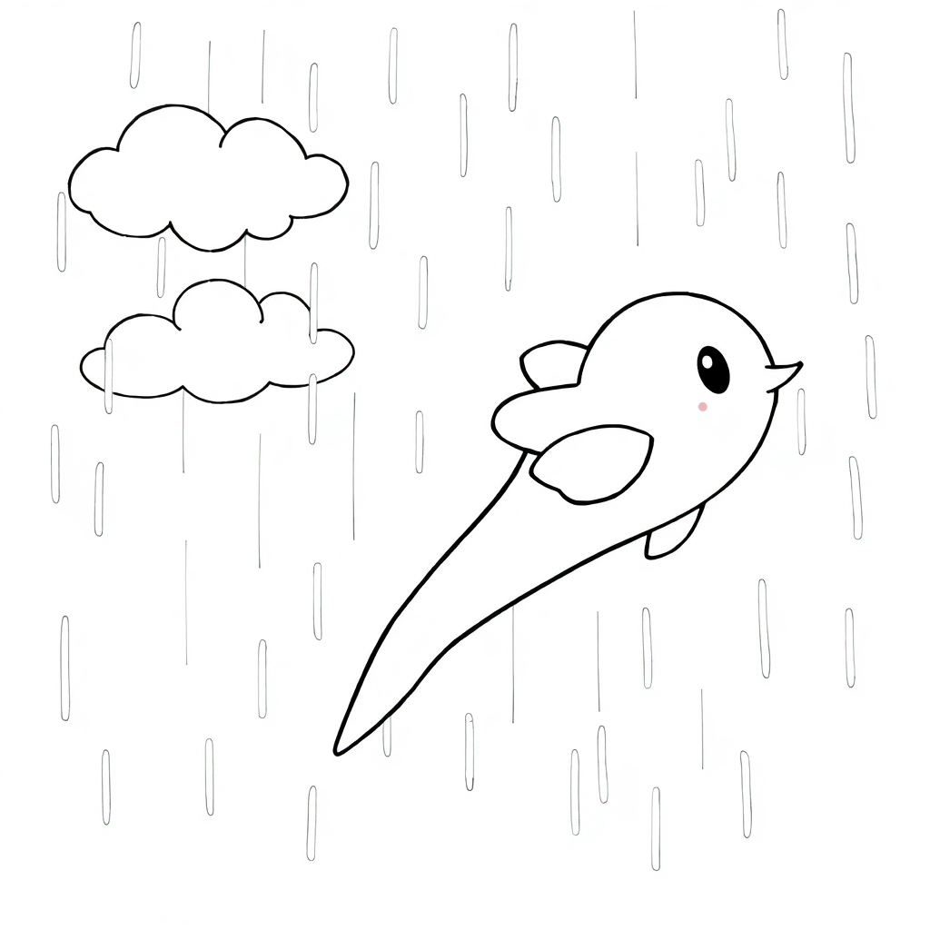 Comet With Tail In Rain Coloring Page