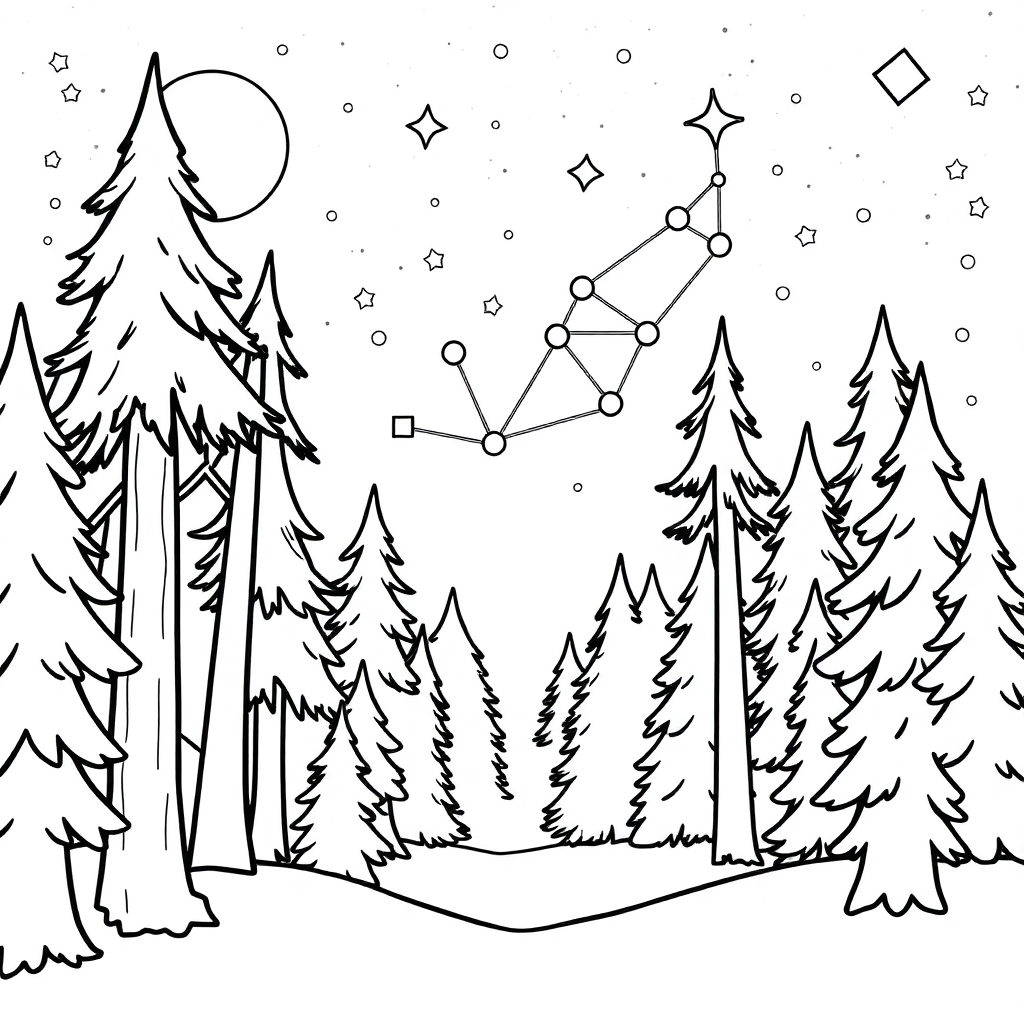 Constellation Pattern In Forest Coloring Page