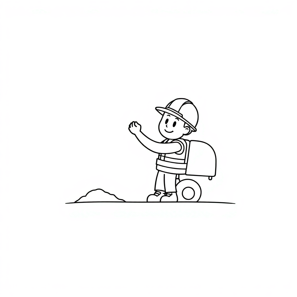 Construction Worker In Space Coloring Page