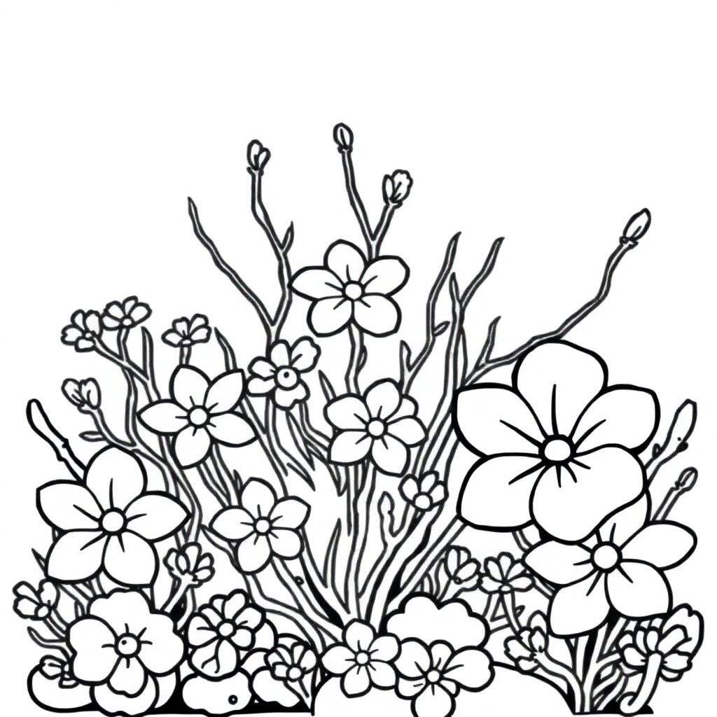 Coral Reef With Flowers Coloring Page