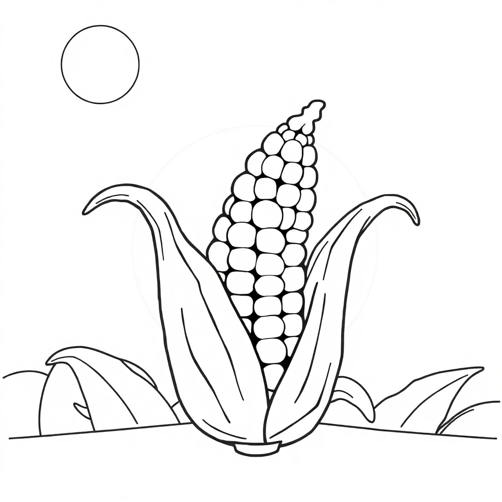 Corn On Cob At Night Coloring Page