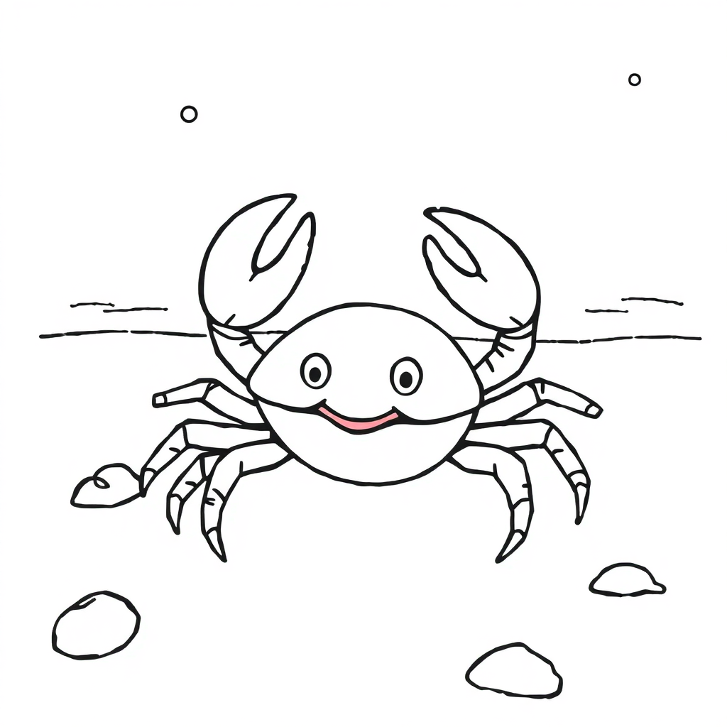 Crab On Beach In Winter Coloring Page