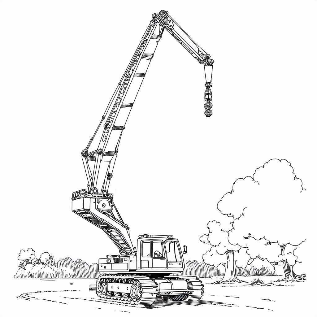 Crane Lifting Coloring Page