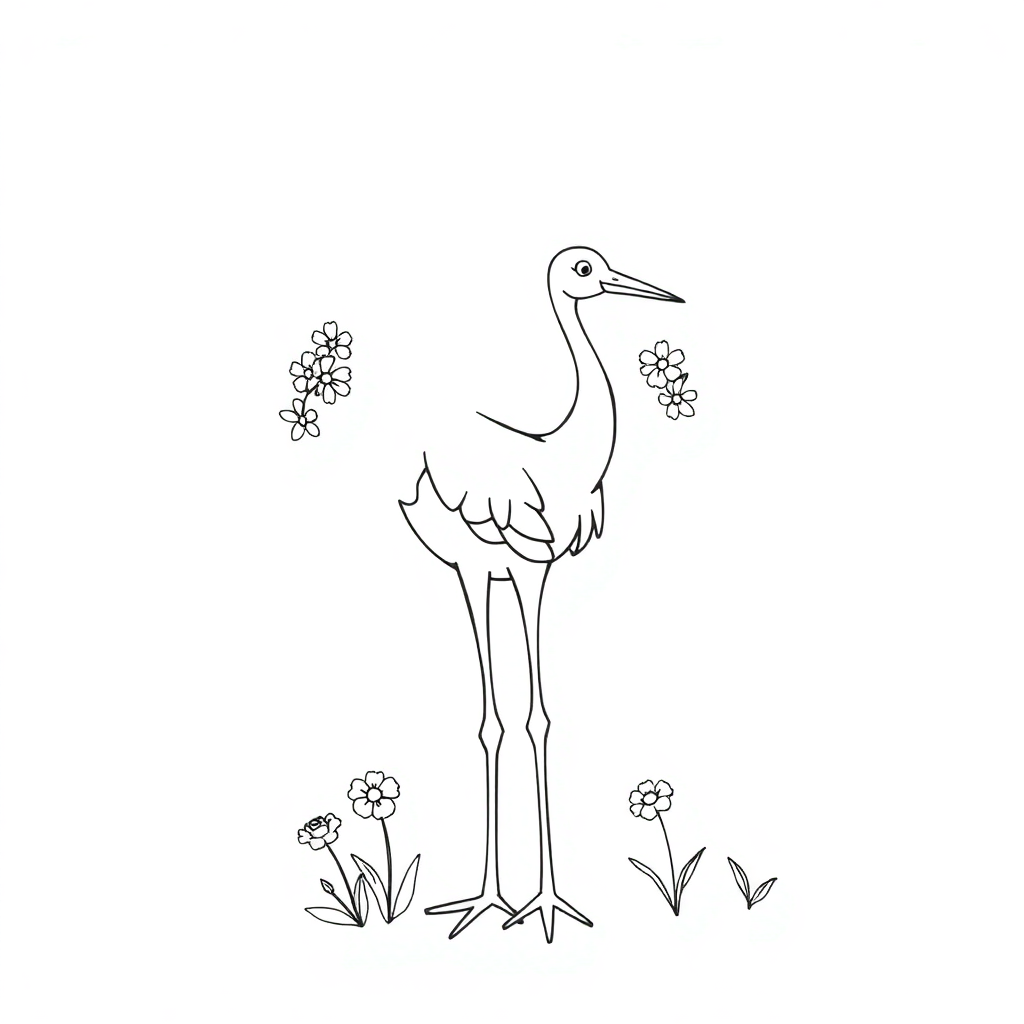 Crane Lifting With Flowers Coloring Page