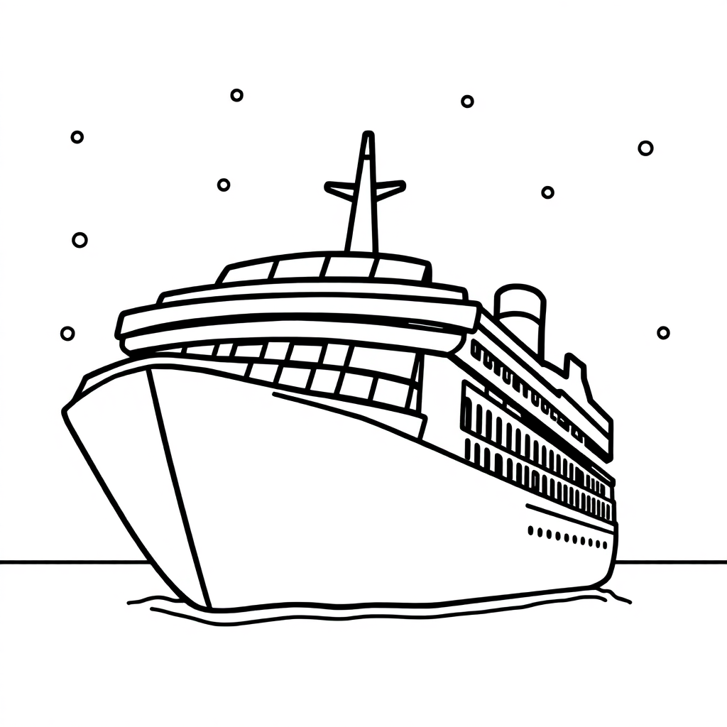 Cruise Ship In Winter Coloring Page