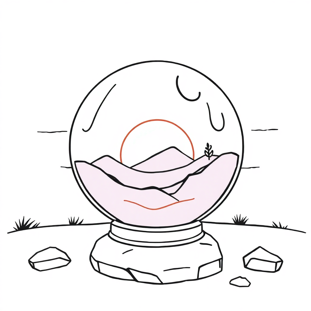 Crystal Ball At Sunset Coloring Page