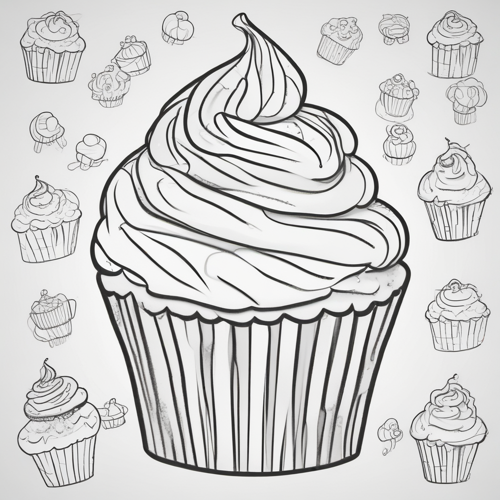 Cupcake Decorated Coloring Page