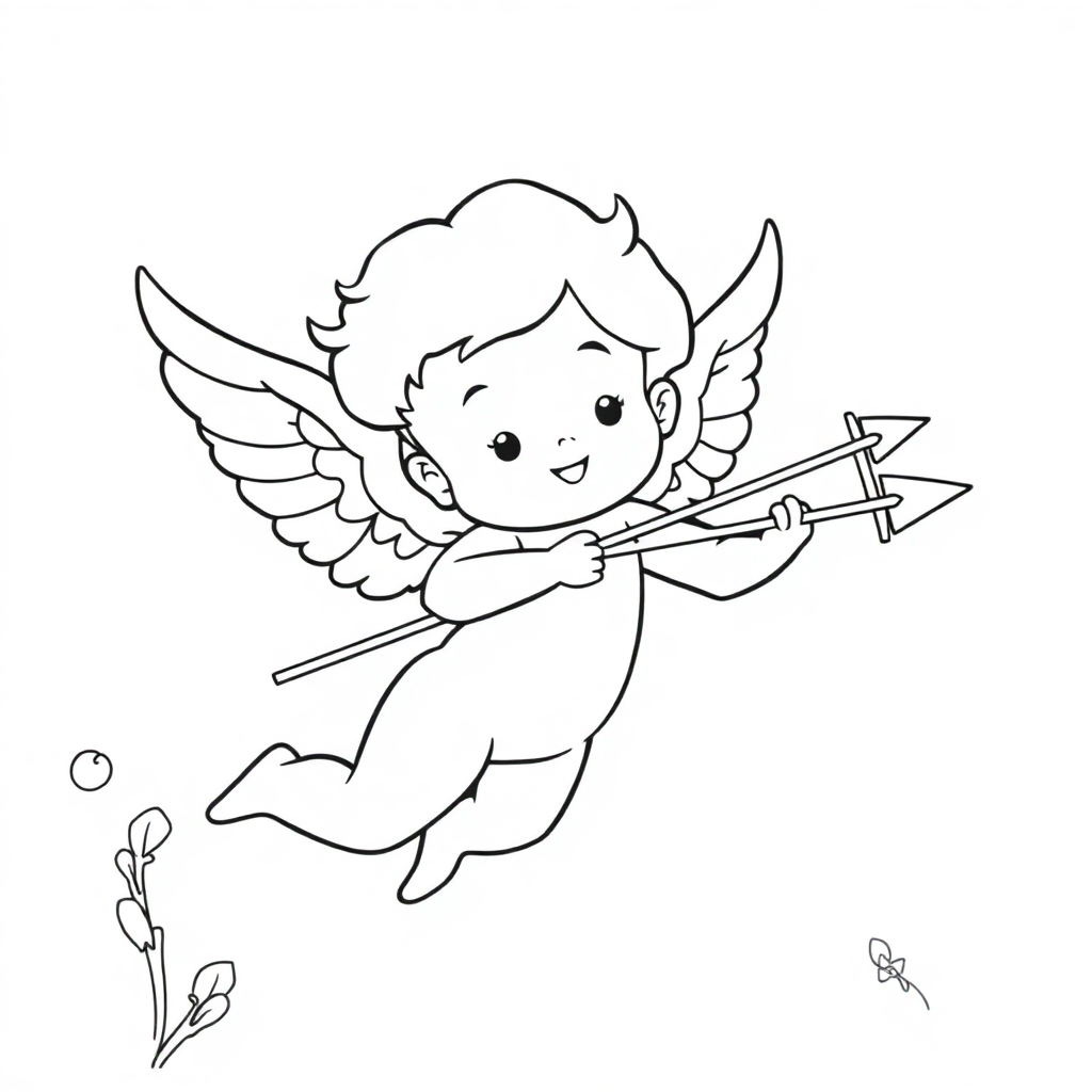 Cupid With Arrow Underwater Coloring Page