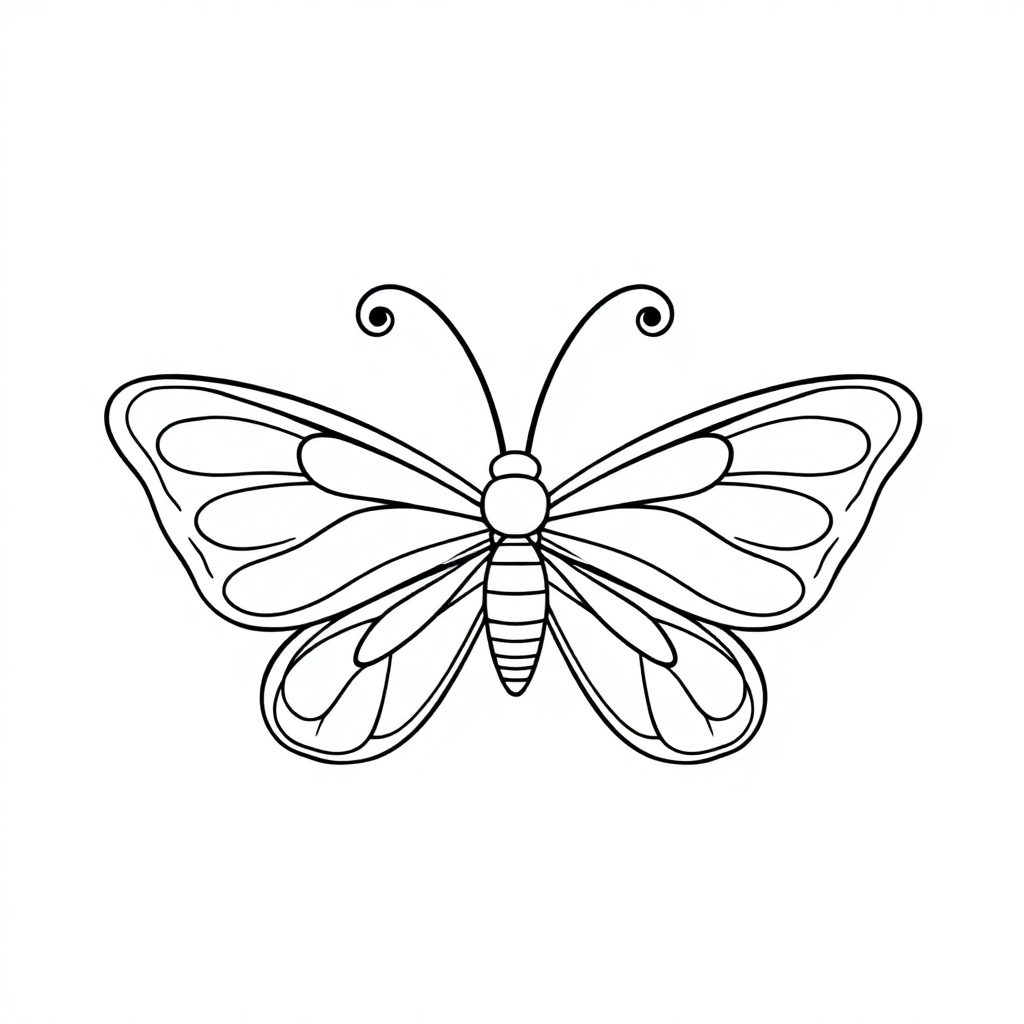 Cute Butterfly With Detailed Wings Coloring Page