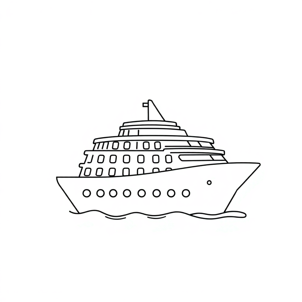 Cute Cruise Ship Coloring Page
