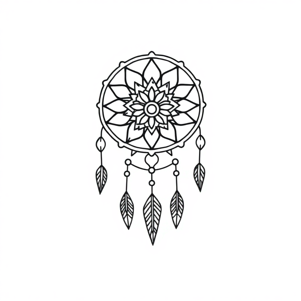 Cute Dreamcatcher Mandala Coloring Page