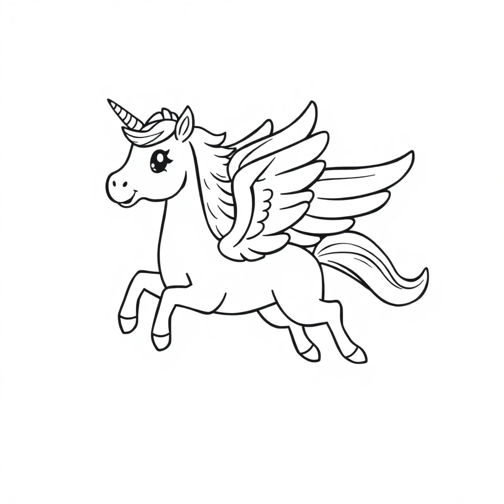 Cute Flying Pegasus Coloring Page