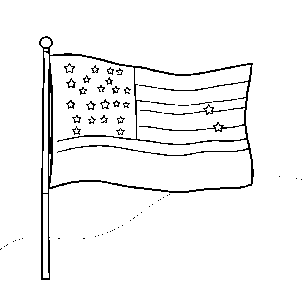 Cute Fourth Of July Flag Coloring Page