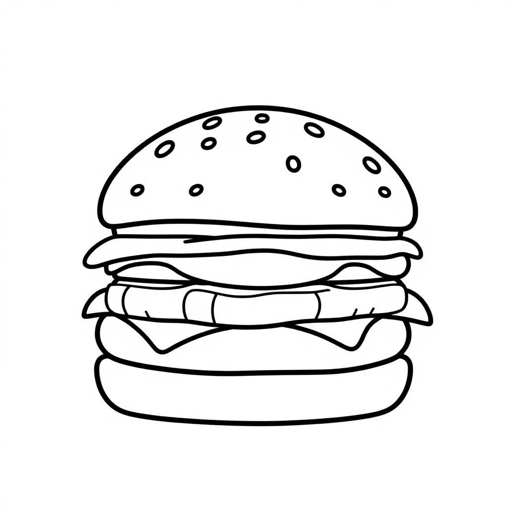 Cute Hamburger Coloring Page