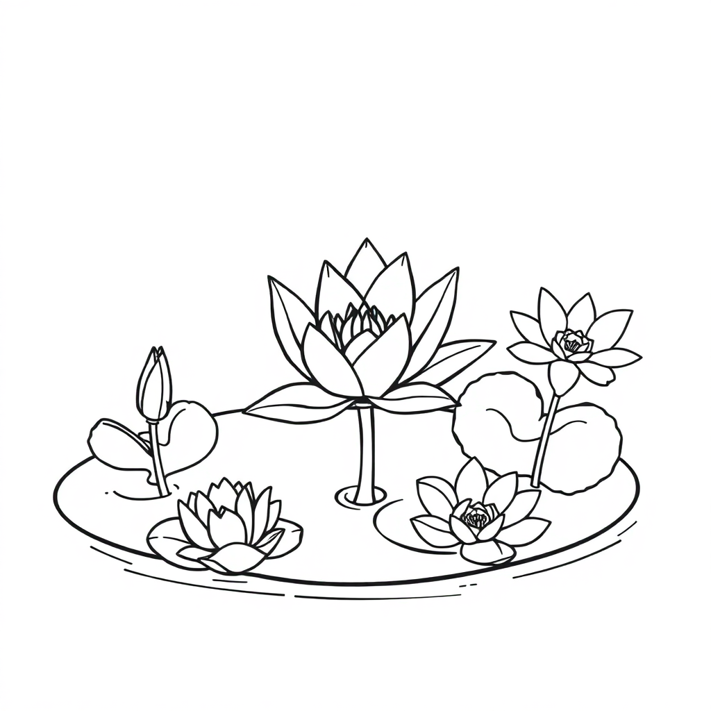 Cute Lily Pond Coloring Page