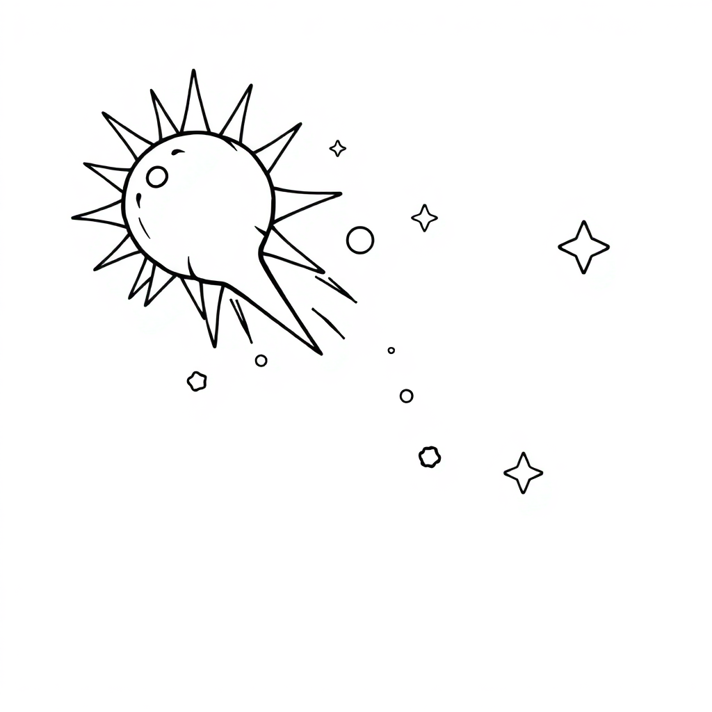 Cute Meteor Shower Coloring Page