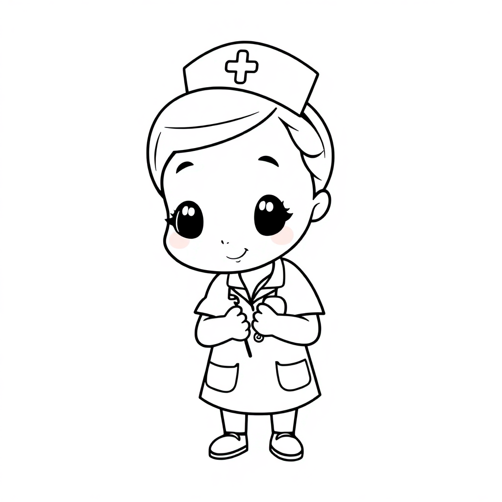 Cute Nurse Helping Coloring Page