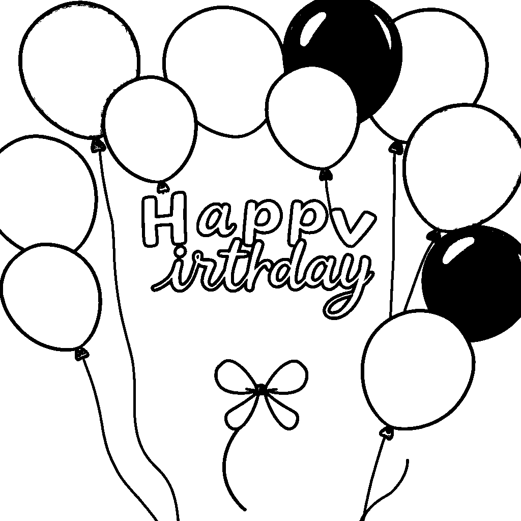 Cute Party Balloons Coloring Page