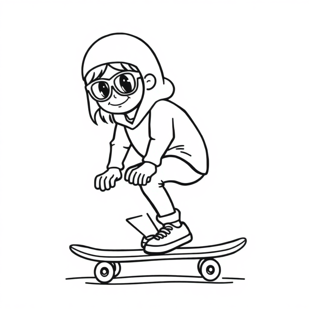 Cute Skateboard Coloring Page