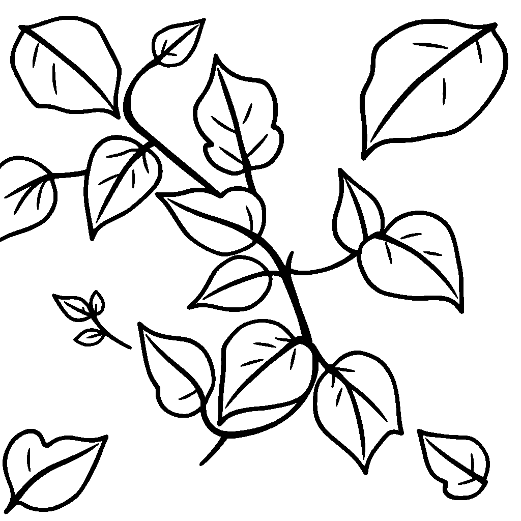 Cute Vine With Leaves Coloring Page